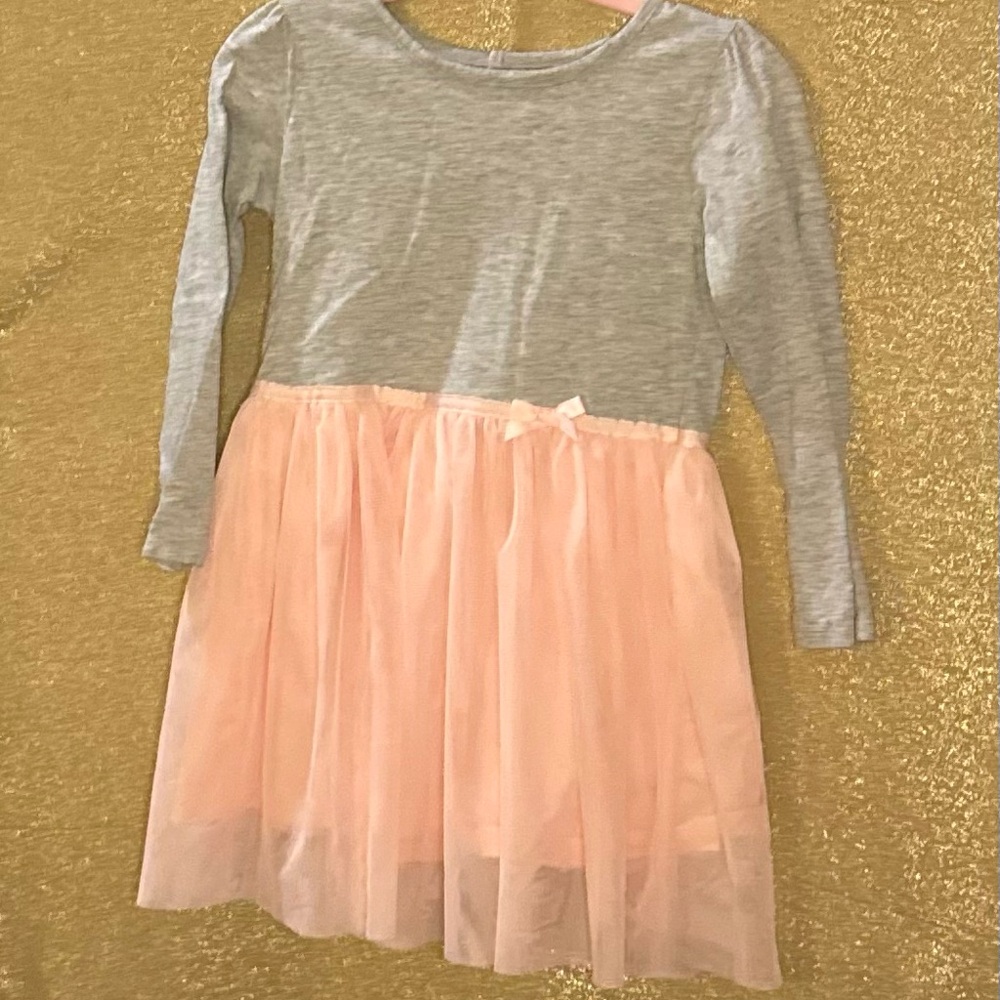 Elegant Pink and Gray Kids Dress